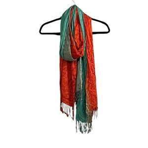 KUMARI’S Silk Scarf Green Grey Rust